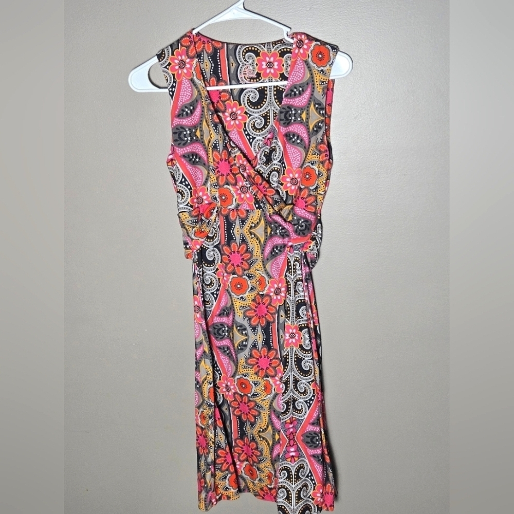 Prana Breathe Floral Paisley Twist Wrap Boho Chic Etheral Midi Dress, Medium